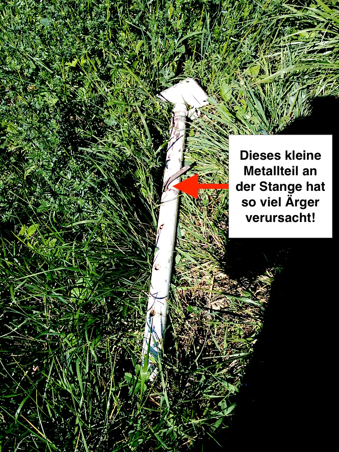 Metallstange, die die Panne verursacht hat